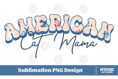 American Cat Mama Papa 4th of July USA Paw DTF PNG Bundle Product Image 1