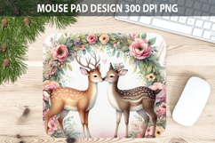Watercolor Deer Mouse Pad Sublimation - Valentines PNG Product Image 1