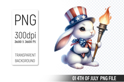 4th Of July Bunny Sublimation Clipart PNG Design Product Image 1