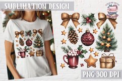 Christmas Coquette Bow PNG Holidays Funny Watercolor Product Image 1