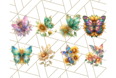 Stained Glass Butterfly and Sunflower PNG Clipart Product Image 8