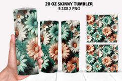 3D Flower Skinny Tumbler 20oz Wrap Design,Flowers Tumble PNG Product Image 1
