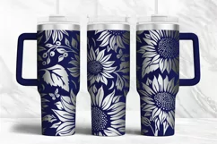 40oz Tumbler laser svg wrap| Floral Sunflowers pattern Product Image 1