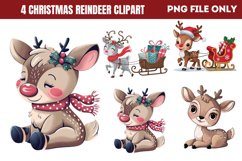 Cute Christmas Reindeer Clipart PNG Product Image 1