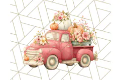 Vintage Truck Pumpkin and Fall Flowers PNG Clipart, Autumn Product Image 4