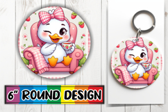 Radiant Round Ornaments PNG Design, Cute Goose Product Image 1