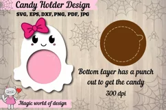 3d Halloween cute Ghost girl candy dome svg, paper cut file Product Image 2