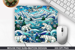 Bear Mouse Pad Sublimation, Christmas Mouse Pad PNG Product Image 1