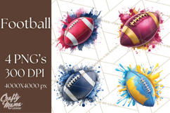 Football Clipart PNG with Team Color Paint Splash Design Product Image 1