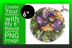 Glitter Mosaic Floral Round Design Keychain Product Image 1