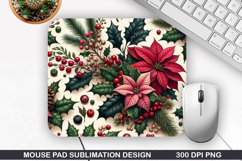 Flowers Mouse Pad Sublimation,Christmas Mouse Pad PNG Design Product Image 1