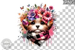 Dog With Flowers Sublimation - Clipart PNG Design Product Image 1