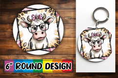 Whimsical Round Design Ornaments, Cute Cow Product Image 1