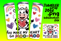 Inspired 20oz Tumbler Wrap Template , Cute Cow Product Image 1