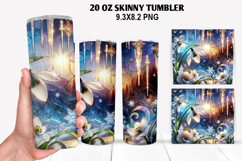 Florals Skinny Tumbler 20oz Wrap Design, Winter Tumbler PNG Product Image 1