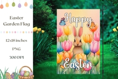 Easter Garden Flag, Watercolor Tulips Garden Flag PNG Product Image 1
