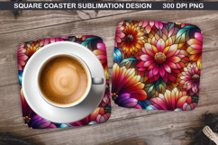 Flowers Coaster Sublimation, Spring Coaster PNG Design Product Image 1