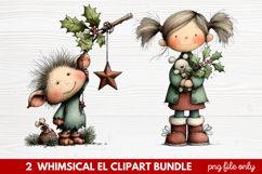 Whimsical Elf Clipart | Cute Christmas Elf PNG Illustration Product Image 1