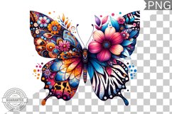 Vibrant Floral Butterfly Sublimation - Clipart PNG Design Product Image 1