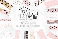 18 Digital Valentine&#039;s Day Washi Tape, Heart Stickers Product Image 1