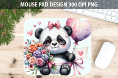 Watercolor Panda Mouse Pad Sublimation - Valentines PNG Product Image 1