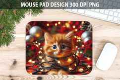 Christmas Cute Cat Mouse Pad Sublimation - Animal PNG Design Product Image 1