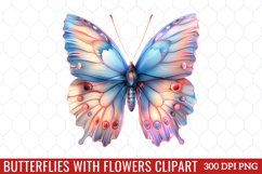 Butterflies With Flowers Clipart Product Image 1