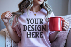 Bella Canvas 3001 Heather Peach Christmas Shirt Mockup, Tran Product Image 1