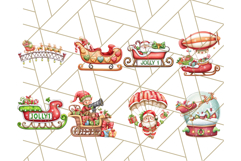 Santa Sleigh Ride Clipart PNG, Flying Reindeer Christmas Art Product Image 8