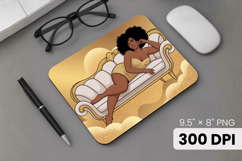 Afro Girl / Woman braided hair Mouse Pad, Black Queen PNG Product Image 1