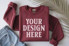 Cardinal Red Gildan 18000 Folded Flat Lay Mockups Product Image 1