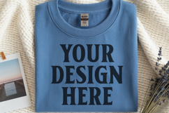 Carolina Blue Gildan 5000 Flat Lay Tshirt Mockup, G5000 mock Product Image 1