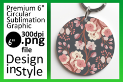 Sophisticated Round Design Keychain Template , Flowers Product Image 1