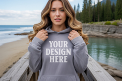 Charcoal Gildan 18500 Hoodie Sweatshirt Mockup, 185 mock up Product Image 1