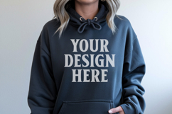 Charcoal Gildan 18500 Hoodie Mockup, G18000 Hoodie Model moc Product Image 1