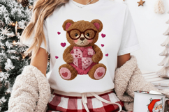 Faux Yarn Valentine's Day Teddy Bear Png, Coquette Valentine Product Image 2