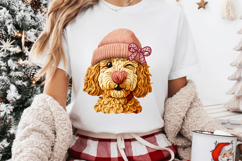 Dog Beanie Valentines Day Goldendoodle PNG, Dog Heart Faux Product Image 3