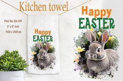 Easter bunny sublimation kitchen tea towel | Happy Easter Product Image 1