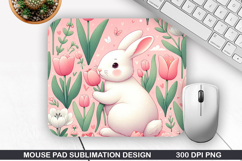 Bunny Mouse Pad Sublimation, Easter Bunny Mouse Pad PNG Product Image 1