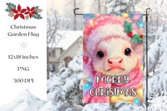 Merry Christmas Garden Flag Print, Christmas Cow Sublimation Product Image 1