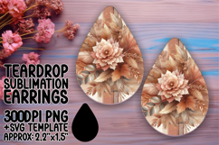 Sleek Teardrop Earrings Design PNG , Autumn Flower Product Image 1