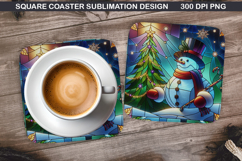 Snowman Coaster Sublimation, Christmas Coaster PNG Design Product Image 1