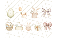 Muted Spring Bunnies PNG ,Watercolor Bunny Clipart Easter Product Image 4