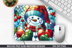 Snowman Mouse Pad Sublimation, Christmas Mouse Pad PNG Product Image 1