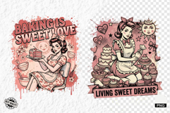 Vintage Summer Girl Baking PNG Product Image 1