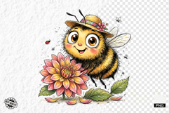 Summer Whimsical Bees PNG Clipart Product Image 1