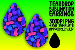Neon Shimmer Teardrop Earring Sublimation Design Product Image 1