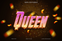 Queen 3D Text Effect PSD with Editable Style Product Image 1
