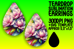 Vibrant Teardrop Earrings Template Art , Flowers Product Image 1
