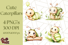 Cute Caterpillar Clipart PNG, Spring Bug Illustrations Product Image 1